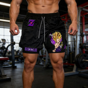 Bandai | 2026 Summer Dragon Ball Z Gohan Super II Form Purple Electric 3D Printed Double-layer Fake Two Breathable Quick-drying Shorts