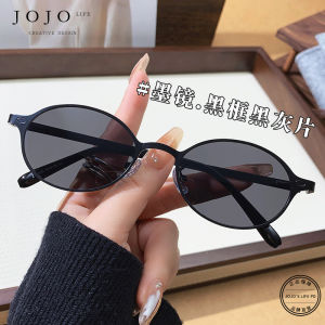 JOJOS L. PD. Hong Kong Style Metal Frame Sunglasses Womens Mini Oval Shape Fashionable Retro Sensation Sun Protection