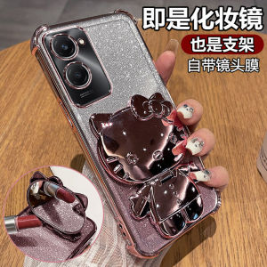 Vivo Y37 pro Silicone Phone Case Full Cover Airbag Anti-Fall Transparent Soft Female Mirror Bracket Cute Creative Design
