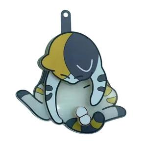 Playful Cat Interactive Keychain Funny Wiggling Cat Kitten Moving Pendant Bag Charm Rotatable Acrylic Bag Pendant Keyring Gift