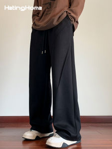 HetingHOME | Hetinghome Straight Leg Casual Pants Mens Gender Neutral Drapey Vintage American Style Autumn Trendy Couple Loose Fit Polyester Blend