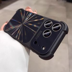 Luxury Plating Bumper Aurora Laser Case for iPhone 17 16 14 15 13 Pro Max Shockproof Airbag Anti Drop Cover for iPhone 17 16 15