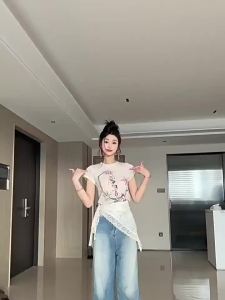 GUOQI | Korean Lace Trim Triangle Scarf Skirt