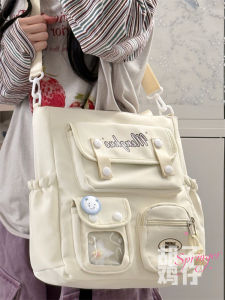 Large Capacity Single Shoulder Bag Commuter School Bag Handbag Soft Nylon Fabric Korean Style Leisure Casual Crossbody Bag