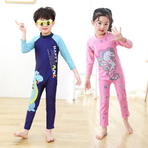 Cartoon Childrens Swimming Suits Long Sleeve Surf Suit Bodysuit for Boys And Girls Kids of All Ages Polyester Material