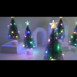 BUYYU Mini Christmas Tree with Lights and Star Top Battery Operated Xmas Decor 17cm Tabletop Decoration