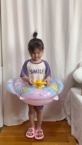 Florasis Removable Sunshade Baby Floater Boat for Kids Swimming Pool Inflatable Ring with Cartoon Design