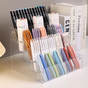 YOUKAMAN | Acrylic Multi-Pen Storage Display Rack Transparent Stair-Step Large Capacity