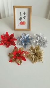 10Pcs 14cm Christmas decoration Flowers Christmas Tree Decoration festival decoration accessories Home Fake Flowers Christmas Tree Decoration Christmas ACCESSORIES