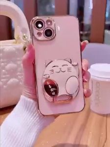 Vivo V27 V29 5G Case Vivo Y36 V29E V27E V25 V25E V23 5G Case Vivo V27 V25 Pro Case Luxury Lucky Cat Square Ultra thin Plating Case Shockproof Phone Case With Stand