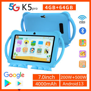 BDF | 2025 New 7 Inch Kids Tablet with Cartoon Proof Case 5G WiFi Google Learning Education Tablet PC 4GB RAM 64GB ROM 4000mAh