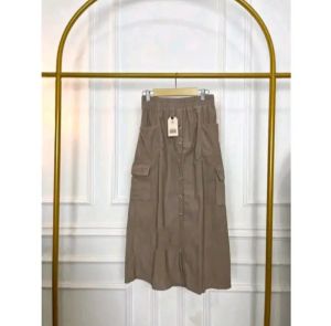 Rok Kargo Saku Samping Panjang Midi Kordoroy / Rok Wanita Tebal Kekinian Variasi Kancing Karet Nyaman rok span