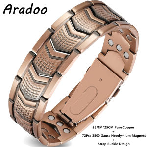 Aradoo | ARADOO Premium Pure Copper Bracelet for Men with Deployant Clasp Design Wristband Jewelry Gifts