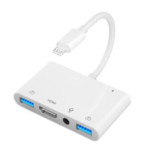 Bộ Chuyển Đổi Lightning Sang HDMI Cho iPhone - USB OTG Kép Với Đầu Vào Micro Để Phát Trực Tiếp Tương Thích Với Chuột Máy Chiếu Màn Hình