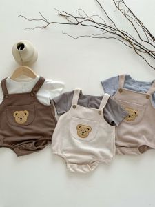 Summer Thin Strap Pants Set for Baby Boys And Girls Newborn All Cotton Overalls Korean Style Clothesuit for Crawling Babies
