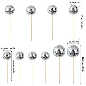 ลูกบอลกระจกตกแต่งหน้าเค้ก Bola DISCO เงินประดับยอดเค้กดิสโก้ปาร์ตี้คัพเค้กปาร์ตี้ชุดรูปแบบดิสโก้อุปกรณ์ปาร์ตี้วันเกิด