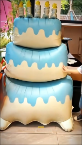 Blue Birthday Decorations Set Giant 55 Inch Cake Standing Foil Balloon Happy Birthday Banner for Boys Kids Birthday Baby Shower Princess Party Supplies
