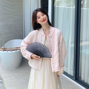 New Chinese Style Short Coat Womens Belted Button up Casual High End Small Fragrance Style Top for Autumn 2025