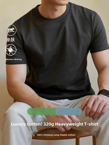 ROMON | Lomond Pure Cotton Short Sleeve T-Shirt Mens Summer New Fashion Loose Casual Round Neck Half Sleeve Solid Color Top