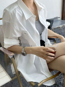 White Pure Cotton Loose Womens Shirt Lazy Style Spring Autumn Korean Version Casual Long Sleeve Button up Casual Shirt