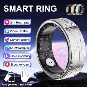 2025 Smart Ring with Gesture Control - TikTok Selfie Remote Heart Rate & Sleep Monitor - 5ATM Waterproof Fitness Tracker with Multi-Sport Modes - Perfect Birthday Gift for Men & Women (iOS/Android)