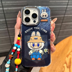 Cute Cartoon CowGirl Fabric Strap Bracelet Phone Case Full Cover Protection for Apple 15Pro 16Promax Female Style Acrylic Shell