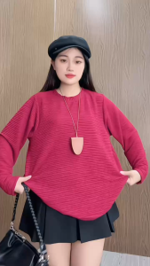 Áo Thun Dài Tay Bigsize Nữ Áo Phông Basic Bigsize Cô Nhỏ Vải Đũi Xốp Nhăn Co Giãn - A312