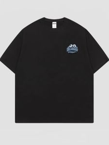 Summer Mens White Pure Cotton Short Sleeve T-shirt Trendy Brand Street Style Black High Street Short Sleeve Youth Casual Tee