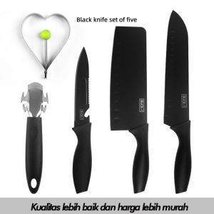 [5In1] Knife Set Cleaver Slicing Chef Knife Scissors Set Pisau Memasak Alat ALATAN Masak Dapur