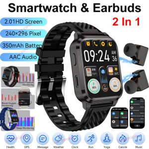 GPS 2in1 Smart Watch with Earphone IP68 Waterproof 2.01 Screen Bluetooth Call 180+ Sport Mode Smartwatch Men Women Watches Man