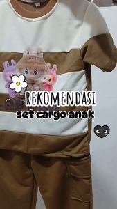 Setelan Joger Cargo Anak Motif Labubu Usia 1-10 Tahun Pakaian Setelan Anak Perempuan