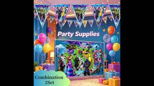 Bộ Đồ Dùng Tiệc Sinh Nhật Dùng Một Lần Họa Tiết Alpaca Kết Hợp Cờ Tam Giác Giấy Fortnite Và Đồ Dùng Bằng PVC