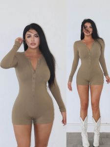 Street Style High Waist Stretchy Long Sleeve Onesie Womens High Waist Butt Lifting Sports Fashion Kim Kardashian Inspired Jumpsuit