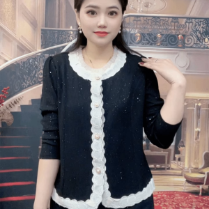 Spring 2025 Lace Trim Loose Short Sleeveless Shirt Womens Fashion Thin Long Sleeve Open Cardigan Outerwear Casual Top