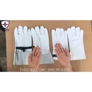 Găng tay thợ hàn tig da bóng có dây rút chặt chống cắt chịu nhiệt dài 29cm và 36cm