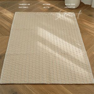 Modern Minimalist Cotton Linen Woven Carpet Machine Washable Outdoor Picnic Mat Bedroom Door Mat No Glue Absorbent Bathroom Mat