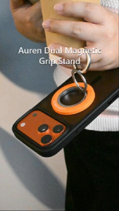 (SG) LionShield Auren Dual Magnetic Grip Stand 360° Rotating MgSafe Phone Ring Holder Compatible with iPhone / Android