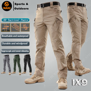 【2-3 days arrive!!!】VUUG X9 Stretchable Tactical Pants For Men Outdoor Waterproof Cargo Pants For Men Loose Wear-resistant Multi Pocket Army Military Pants(S-3XL)