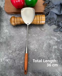Mini Stainless Steel 316 Kitchen Spatula Wooden Handle Iron Spoon Soup Ladle Outdoor Dormitory Cooking Utensil Short Stir-Fry