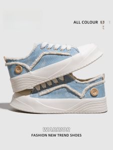 Warrior | Womens Canvas Slip-On Shoes Casual Breathable Lightweight Blue Low Top Sneakers Comfortable Spring Autumn Seasonal Footwear