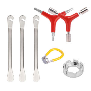 Durable Metal Bike Repair Tool Kit 3Pcs Tire Levers Y Hex Wrench Spoke Wrench Chain Hook Wheel Remover for Mountain Road Bicycle