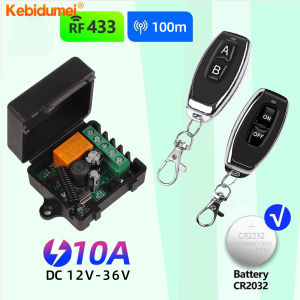 Kebidumei 433MHz DC 12V 24V 36V Wireless RF Remote Control Switch Relay Receiver With ON OFF Transmitter For Led Light Bulb DIY Control