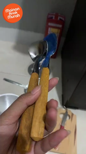 Spatula Logam Gagang Kayu Mini / Cutik Susuk Sutil Sodet Mainan Masak Masakan Edukatif Anak