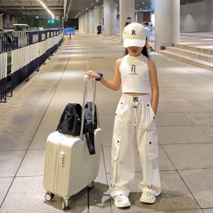 New Crago Pants For Kids Girls 6-16Yrs Wide Leg Loose Pants Jazz Street Dance Trendy Cool Leggings High waist Jogger Pants Comfortable Multi Pocket Baggy Loose Pants