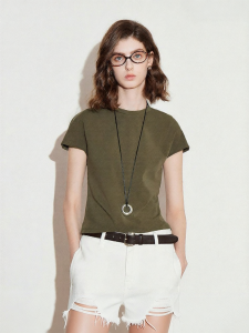 Toyouth | Áo Thun Cổ Tròn Form Ngắn Dáng Rộng Pha Cotton