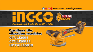INGCO 20V TILE VIBRATION MACHINE1X2.0AH CHARGER KNEE PADS+BOX CTVLI20015