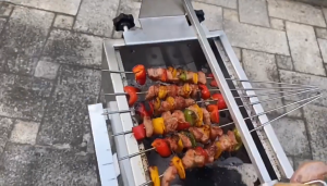 Rotating BBQ Grill with Auto Rotation and Detachable Design
