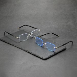 2 Pairs of Fashionable Frameless Reading Glasses with Sparkling Design High-quality Reading Glasses for Men and Women