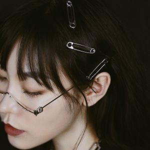 เข็มขัดกิ๊บติดผมแบบตัวอักษร คลิปผมแบบติดหัว หมุดเหล็ก ติดผมแบบติดด้านบน เครื่องประดับผมแบบอเนกประสงค์ โลหะ สไตล์เรียบง่ายและหรูหรา