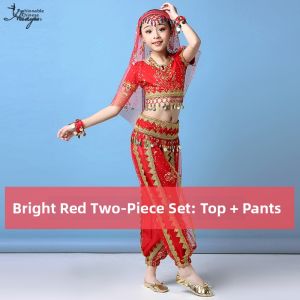 Childrens Dance Performance Outfit Pants Set Ethnic Indian Girl Stage Performance Clothing Fashionable Ethnic Style for Kids